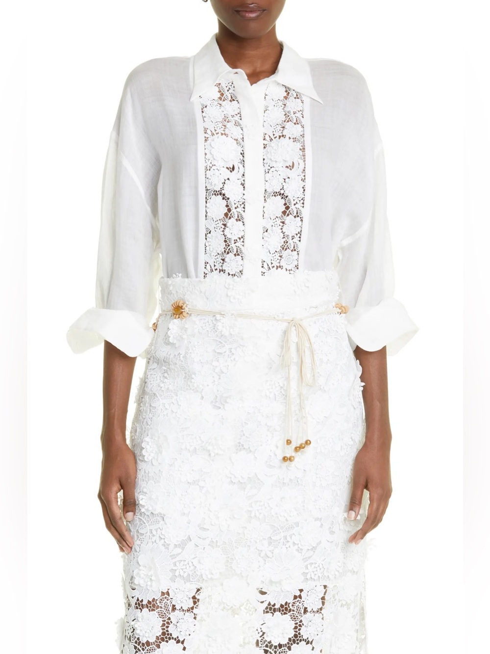 ZIMMERMANN Raie lace-panel shirt NWT